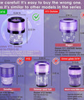 Comparison chart of various Dyson V11 vacuum filters, including sizes and compatibility with different vacuum models.