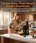 7-in-1 Electric Vegetable Chopper And Mincer With 7 Stainless Steel Blades being used by a mother and daughter in a kitchen.