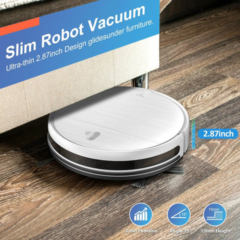 Two In One Robot Vacuum And Mop With App Control Alexa Voice Control slim two point eight seven inch profile fits under furniture