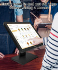 17 Inch Capacitive Touchscreen Monitor With Ten Point Multi Touch For Fluid Gestures In Restaurant Retail And Pos Kiosks features user interacting in a food ordering system.