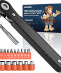 90 Degree Offset Right Angle Screwdriver With Ratcheting Mechanism Handy Pocket Size Mini Low Profile For Tight Spaces