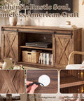 Hella Sturdy Farmhouse TV Stand For 65 Inch TV With Plenty Of Storage Space And Rustic Brown Finish, featuring adjustable shelf and cable management.
