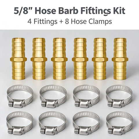 Top Tier 5/8 Hose Barb Fitting Kit With Solid Brass Splice Connectors Plus Stainless Clamps For Fixing Garden Fuel Cooler Or Drip Irrigation Lines Leak Proof And Rust Resistant Soaker Hose Repair Tool You Need, brass fittings and clamps
