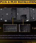Close-up of the Front Left Power Window Master Switch showing 3+9 pin connectors