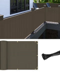 Outdoor Balcony Privacy Screen 2.5 Ft By 15 Ft Railing Cover With 30 Inch Mesh Panels And Zip Ties, UV Blocking, HDPE Fabric Installed
