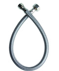 Braided Stainless Steel Faucet Connector 20 Inch With Three Eighths Inch Female Compression To One Half Inch FIP Thread Flexible Water Supply Line