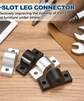 Four Pack M10 T Slot Leg Connector Aluminum Corner Bracket Profile Extrusion Mounting Plate For Workbench Shelving And Drawer Systems Black Built To Last Easy Install Versatile Corner Support For Custom Racks And Frames displayed on table with tools