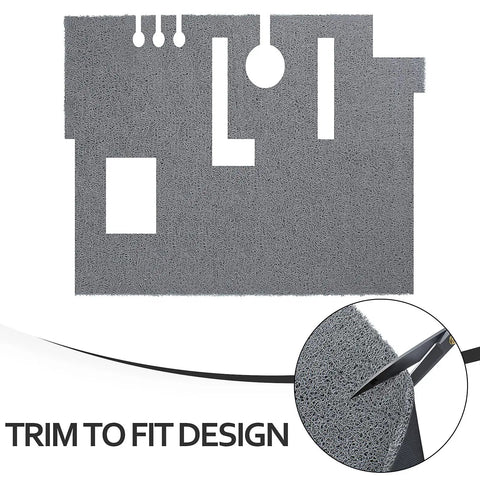 Heavy Duty Non Skid Forklift Floor Mat And Tractor Cab Protector With Tough As Nails Rubber Deck Pad showing grey trim-to-fit design.