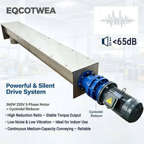 Rock Solid U Trough Screw Conveyor Built Tough From Real 304 Stainless Steel Industrial Auger Feeder For Food Powder And Granule Material Handling 3KW Motor Runs Slick with Cycloidal Reducer