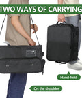 Two ways of carrying Three Layer Golf Trunk Organizer With Extra Large Storage on shoulder and hand-held