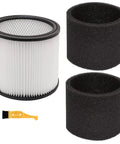 Replacement Cartridge Filter Foam Sleeve For 5 Gallon Wet Dry Vacuums Compatible With Type U X W 90304, 2 foam sleeves, brush