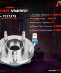 Single Front Wheel Hub Bearing Assembly 513121 Heavy Duty Sealed Hub for Chevy Impala Monte Carlo Venture displayed with specs.