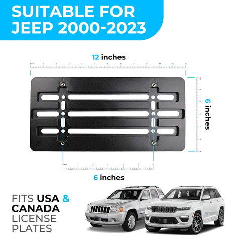 Jeep Front Bumper License Plate Bracket Kit For 2000 To 2026 Jeeps With Six Unique Screws And Wrench Kit on display