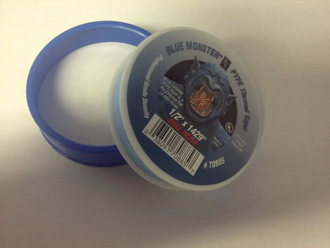 Blue Monster PTFE Pipe Thread Sealant Tape One Half Inch By 1429 Inches For All Purpose Thread Sealing With No Curing Time