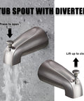 Dual Shower Head Faucet Set With Valve And Tub Spout 48 Shower Settings High Pressure Three Way Diverter brushed nickel tub spout
