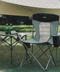 Ultralight Portable Folding Camping Chair For Adults With Cup Holder And Cooler Pouch, high back support in gray black outdoors