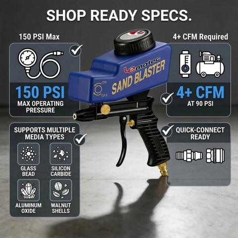 Portable Sand Blaster Gun Pro Kit for Auto, Patio and Furniture Restoration with Ceramic Nozzle, Efficient Rust and Paint Removal