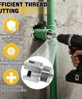 Using All In One Handy PVC Pipe Threader Set With One Half Inch, Three Quarters Inch And One Inch Threaders, Pro Grade Carbon Steel Tool