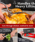 All Stainless Steel Kitchen Scissors Heavy Duty Shears For Food Prep Cut Chicken Seafood Veggies Fruit And Tough Meat With Ergonomic Grip Handles And Lifetime Replacement Warranty, stainless steel shears cutting roasted chicken