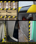 Hella Durable Foam Wall Corner Guards 197 Inches Yellow Black Stripes protecting walls and cargo areas in industrial settings.