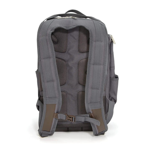 Back view of 20 Inch Hard Bottom Tool Backpack Built Tough With Durable 1800D Polyester And Top Grain Leather Padded Cooling Liner