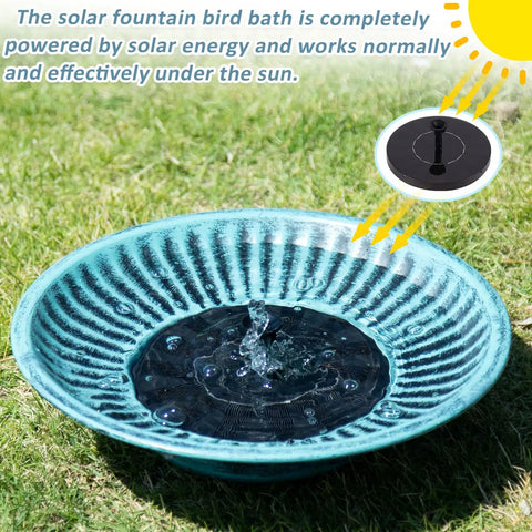 12.3 Inch Solar Fountain Bird Bath For Outdoors Metal Bird Bath Fountain For Garden And Patio Decor Blue No Wiring Needed Solar Powered Bubbling Water Feature For Birds
