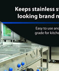 Kitchen with stainless steel surfaces maintained by Food Grade Mineral Oil For Wood Cutting Boards And Butcher Blocks Gallon Size Perfect For
