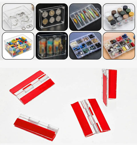 4 Pcs Transparent Acrylic Hinges Self Adhesive For Aquarium Lids And Craft Projects Large 2.56 By 1.57 Inch Clear Plastic Hinges
