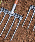 Heavy Duty High Carbon Steel Garden Digging Fork For Hard Soil Anti Breakage Spading Fork Four Tines on soil