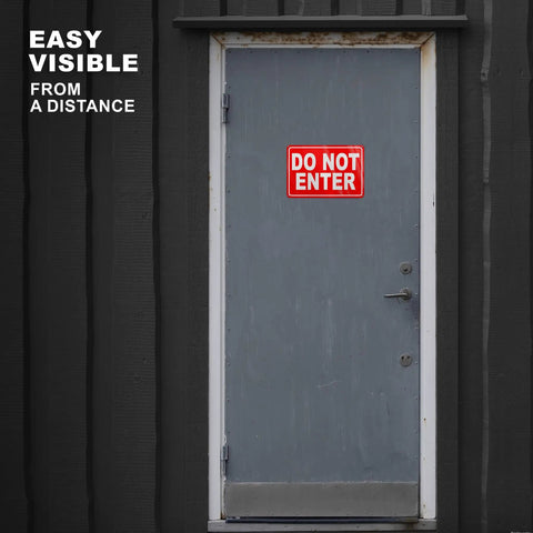 Dang Solid No Entry Warning Sign, 8X12 Inch Heavy Duty Reflective Aluminum Panel on a gray door for clear visibility.