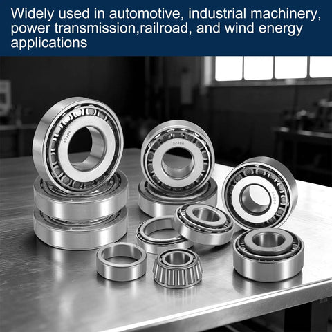 Heavy Duty Tapered Roller Bearing Cone And Cup Set With 2.165 In Bore, 3.543 In OD displayed on a metal workbench