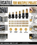 Metric Threaded Insert Kit With Replacement Mandrels For M3 M4 M5 M6 M8 And M10 Sizes Includes Rivet Nut Inserts For Quick Repairs And Strong Fasteners showing six mandrels and inserts for sheet metal
