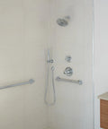 36 Inch Heavy Duty Bathroom Grab Bar With Stainless Steel Rail And Zinc Posts, Supports Up To 450 Lbs in a modern shower