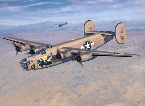 B 24D Liberator 1 To 48 Scale Unbuilt Plastic Model Kit With Detailed Cockpit And Interior Authentic Decal Set Aqua Color