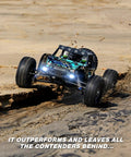 1 12 Scale 4x4 RC Truck With Upgraded 550 Motor for 42 KMH high speed off-road on desert terrain in action