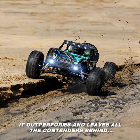 1 12 Scale 4x4 RC Truck With Upgraded 550 Motor for 42 KMH high speed off-road on desert terrain in action