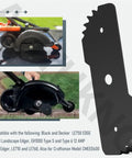 Illustration of Two Pack Heavy Duty Edger Blade Seven And Three Quarters Inch By Two And Three Quarters Inch.090 Thick For Black And Decker LE750 EH1000 Type Five And Type Six Lawn Edger Replacement.