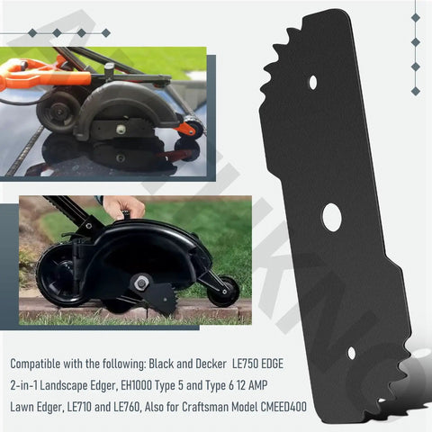 Illustration of Two Pack Heavy Duty Edger Blade Seven And Three Quarters Inch By Two And Three Quarters Inch.090 Thick For Black And Decker LE750 EH1000 Type Five And Type Six Lawn Edger Replacement.