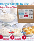 Dough Conditioner For Bread Baking 25 Lb Pack Boosts Rise Texture And Fluff Keeps Loaves Fresher Longer Ideal For Whole Wheat And White Bread Natural Bread Improver Powder shown with mixing steps