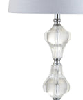 Crystal Column Table Lamp 26 Inches, Glam Transitional Chrome Metal Base With White Linen Shade, LED Bulb Included For Living Room Bedroom Nightstand, ETL Listed Safety close-up
