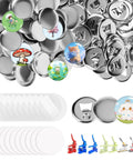 50 Sets 2.25 Inch Bottle Opener Button Badges With Magnetic Backing over pile of metal button badges