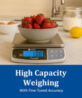 Digital Food Scale Battery Operated 66 Pound Capacity For Cooking, Baking, Meal Prep, And Diet Tracking, Dual Readouts shown