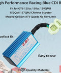 GY6 High Performance Racing CDI Box For 50cc To 150cc Chinese Scooters Go Karts ATVs And Mopeds Fits 139QMB 152QMI 157QMJ Engines Two And Four Pin Connectors AC Fired No Rev Limit Easy Install Durable Alloy Build