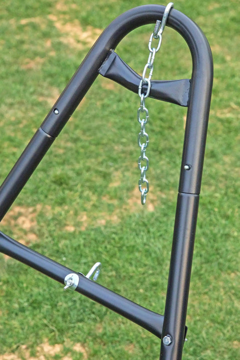 Close-up of Universal 2 Person Hammock Stand For Outdoor Use Adjustable Double Heavy Duty Powder Coated Steel Frame 600 Lbs Capacity