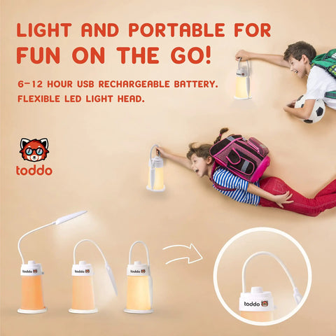 Kids having fun with Kids Book Night Light Lantern For Camping And Reading USB Rechargeable Desk Lamp