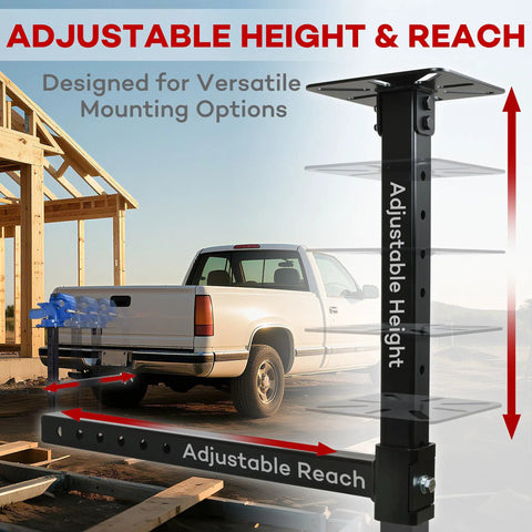 Heavy Duty Hitch Vise Mount Plate For 2 Inch Receivers Adjustable Height Vise Holder installed on truck for field repairs