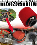 38mm Dual Foam Pod Air Filter Fits 50cc To 150cc GY6 Engines shown on a dirt bike with improved airflow and dust filtration.