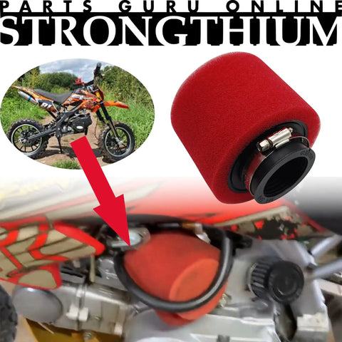 38mm Dual Foam Pod Air Filter Fits 50cc To 150cc GY6 Engines shown on a dirt bike with improved airflow and dust filtration.