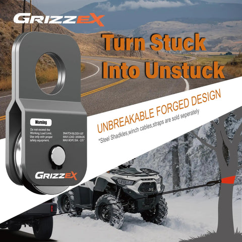 Rugged Heavy Duty Winch Snatch Block For Off Road Recovery, 10,500 Lbs Working Load Limit, 13,500 Lbs Breaking Strength