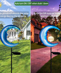 Solar Powered Outdoor Lights Moon And Star Garden Stake Decor for pathways and patio landscape lighting by day and night